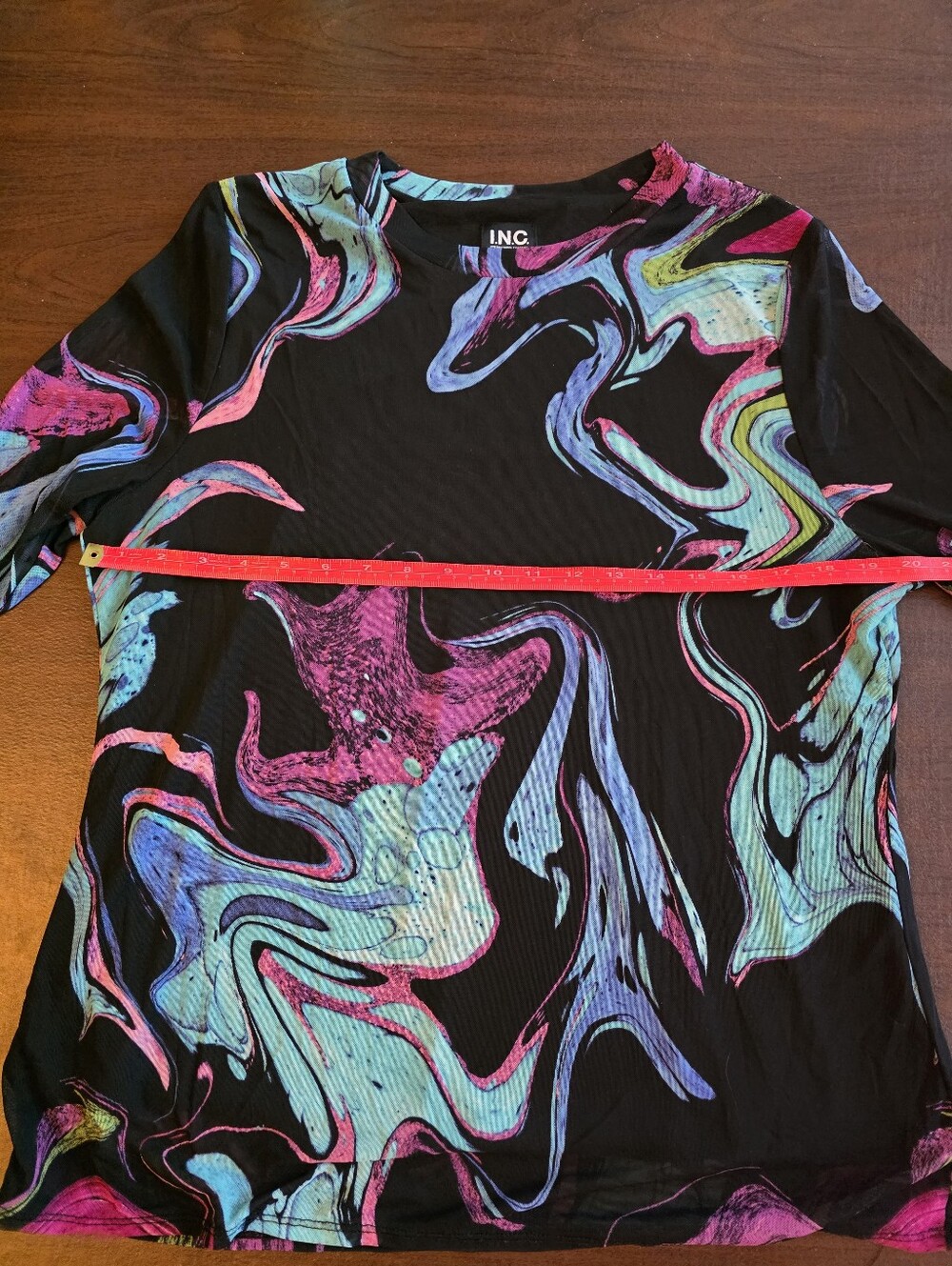 I.N.C. International Concepts Abstract Mesh Top Black Multicolor XL - Picture 5 of 7